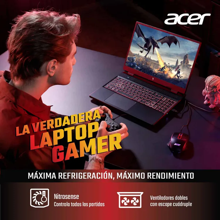 Computador Portátil Gamer ACER NITRO 15.6" Pulgadas 55QH Intel Core i5 - RAM 8GB - Disco SSD 1TB - Negro