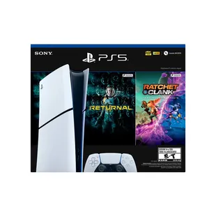 Consola PS5 Digital 1TB Slim Blanco|Negro + 1 Control inalámbrico + Juego PS5 Returnal (Voucher) + Juego PS5 Ratchet & Clank: Rift Apart (Voucher) - 