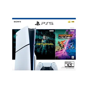 Consola PS5 Estándar 1TB Slim Blanco|Negro + 1 Control inalámbrico + Juego PS5 Returnal + Juego PS5 Ratchet & Clank: Rift Apart - 