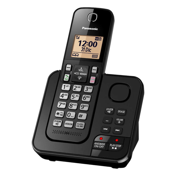 Teléfono Inalámbrico Dect PANASONIC ContestadoraTGC360 Negro