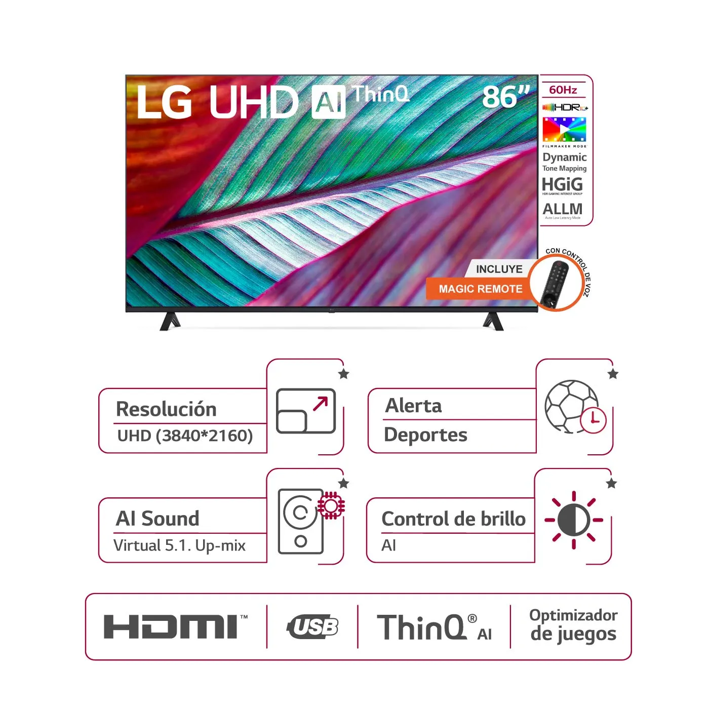 TV LG 86" Pulgadas 217 Cm 86UR8750PSA 4K-UHD LED Smart TV
