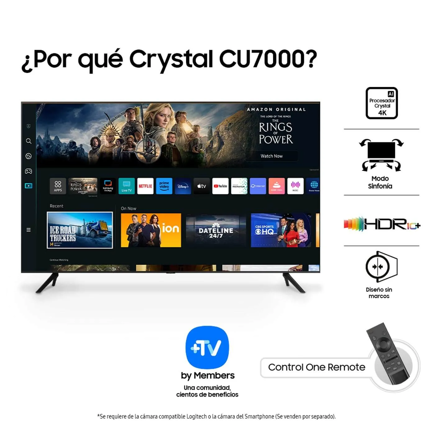 TV SAMSUNG 75" Pulgadas 190.5 cm 75CU7000 4K-UHD LED Smart TV