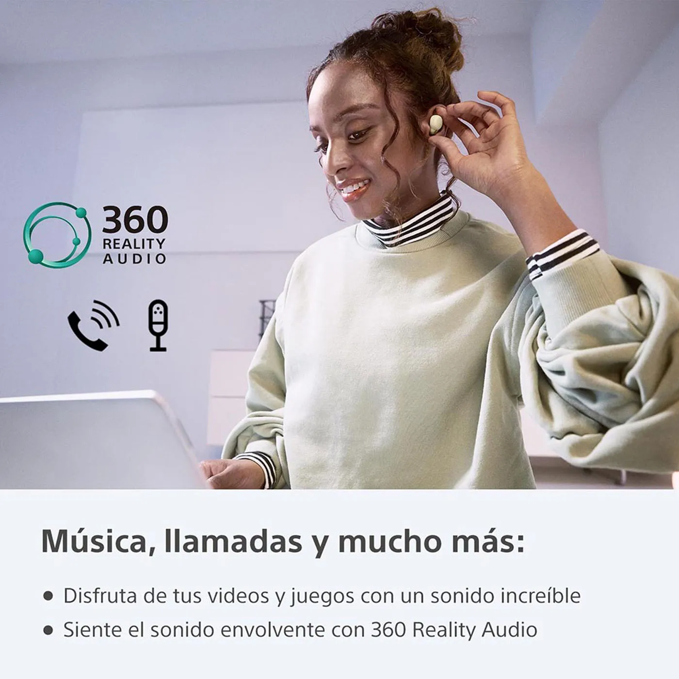  Audífonos SONY Inalámbricos Bluetooth In Ear WF-LS900N/B Linkbuds S Cancelación de Ruido Café