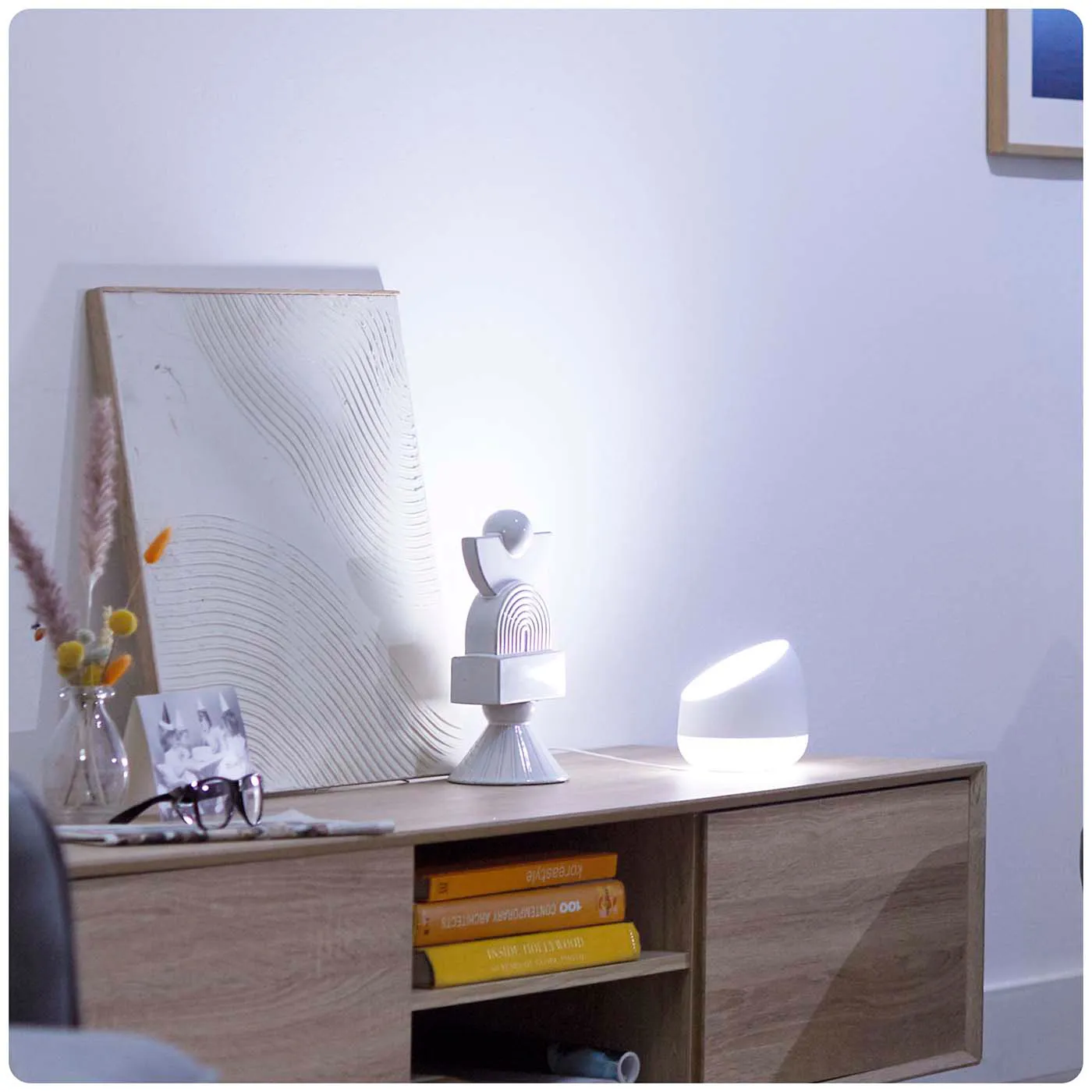 Lámpara de mesa WIZ LED Squire WiFI + BLE RGB doble display