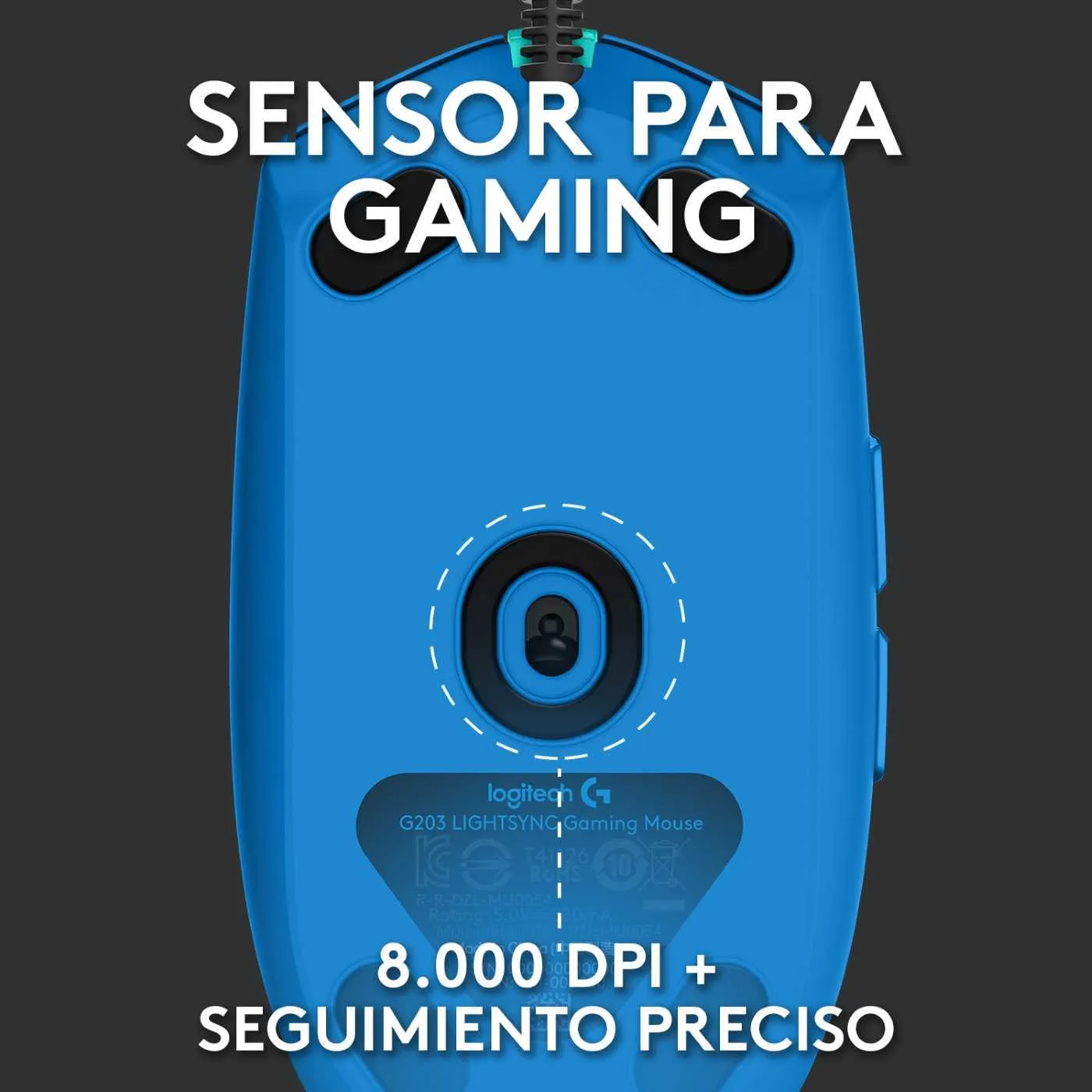 Mouse LOGITECH Alámbrico Gaming G203 Azul