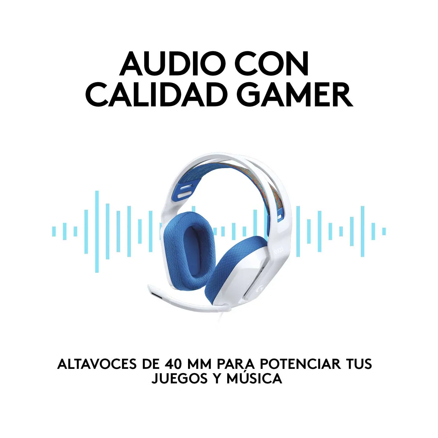 Audífonos de Diadema LOGITECH G Alámbrica Gaming Blanco para PC, Xbox One|Series X|S, PS4|PS5, Nintendo Switch y Celulares G335