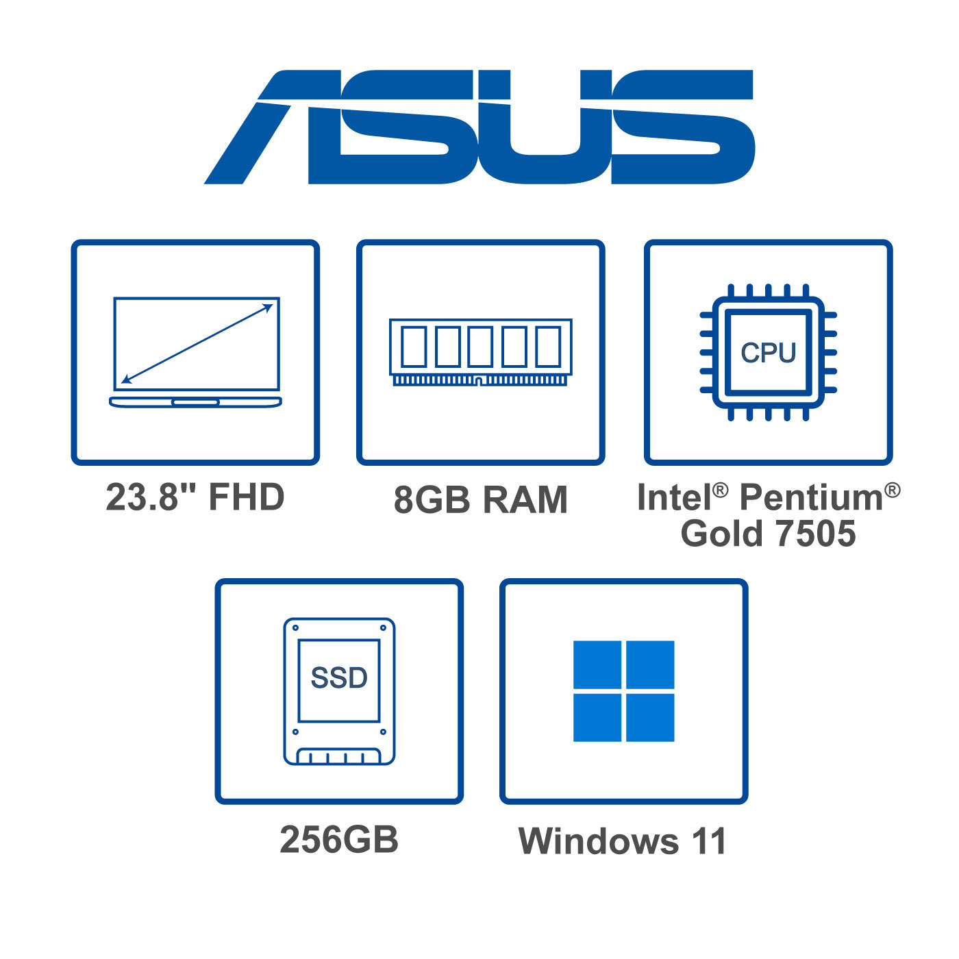 Computador All in One ASUS Vivo 23.8" Pulgadas V241EAK - Intel Pentium Gold - RAM 8GB - Disco SSD 256 GB - Negro