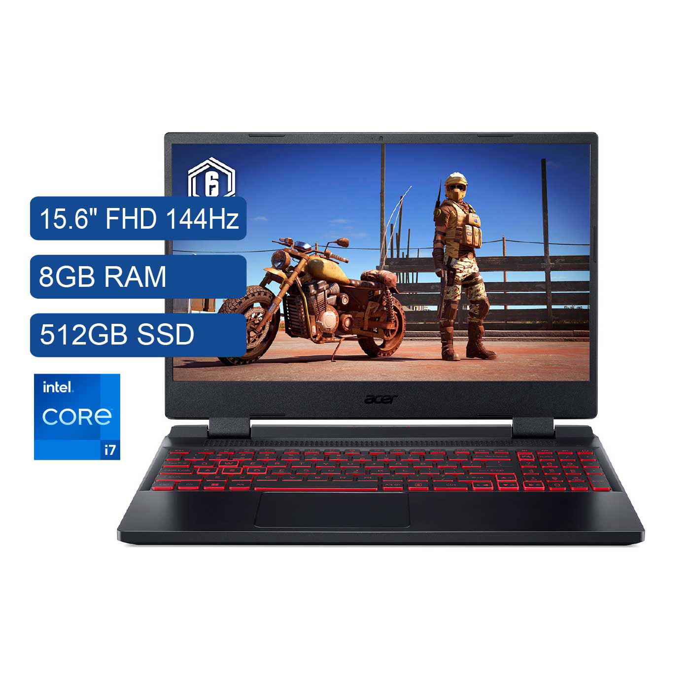 Computador Portátil Gamer ACER NITRO 15.6" Pulgadas 71T3 Intel Ci7 - RAM 8GB - Disco SSD 512GB - Negro