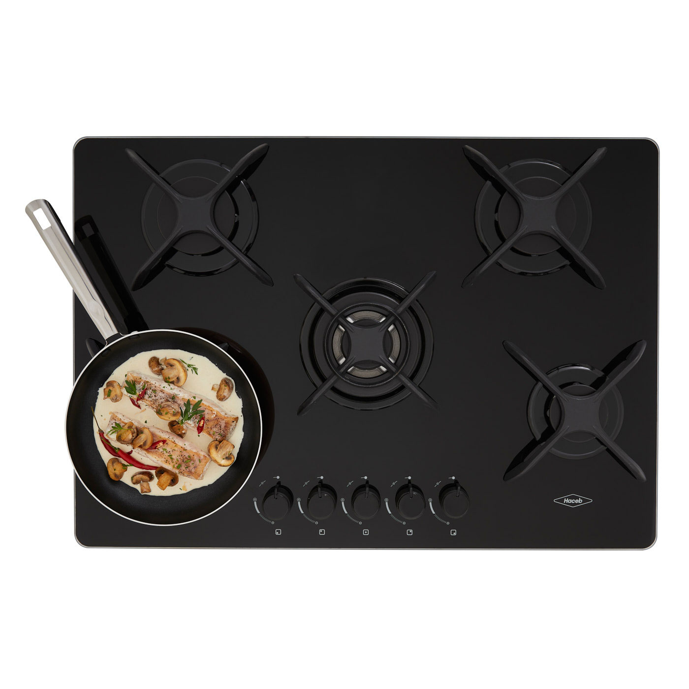 Estufa de empotrar HACEB 76cms 5 Puestos Gas Natural APL CG 76 Negro Estufa de empotrar HACEB 76cms 5 Puestos Gas Natural APL CG 76 Negro