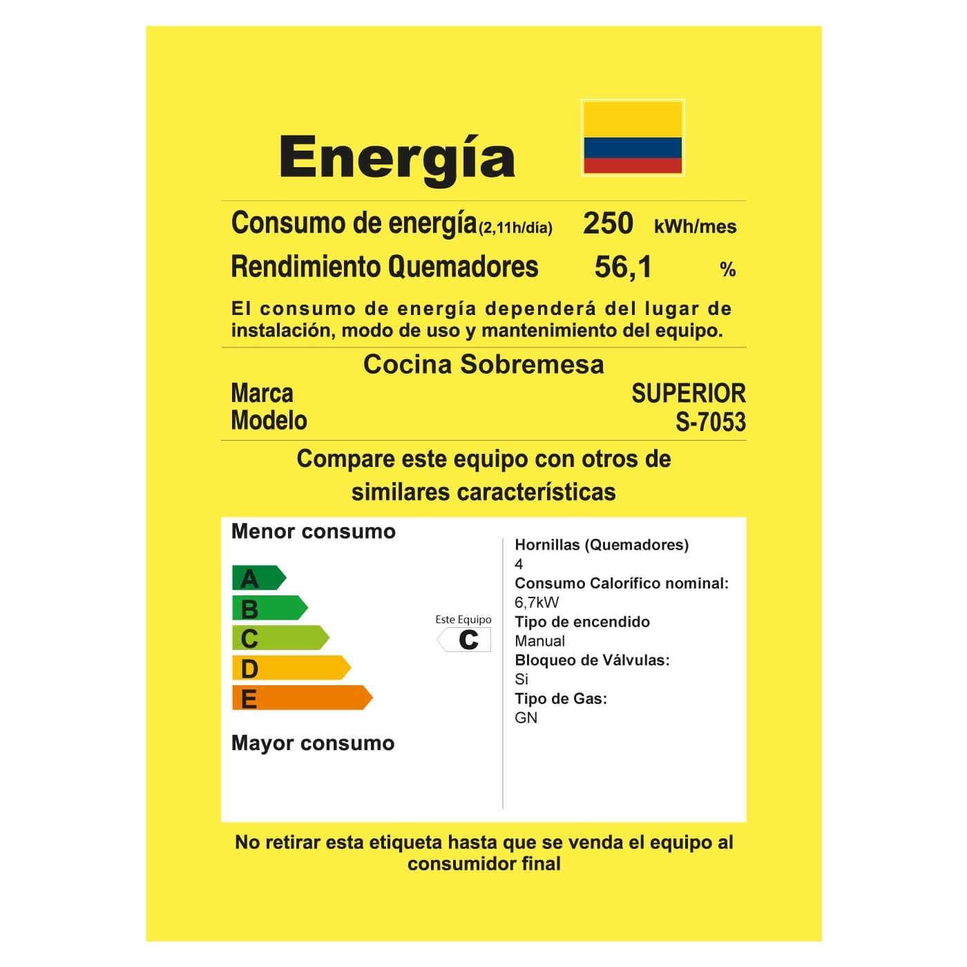 Estufa de Mesa SUPERIOR 4 Puestos Gas Natural 7053 Negro Estufa de Mesa SUPERIOR 4 Puestos Gas Natural 7053 Negro