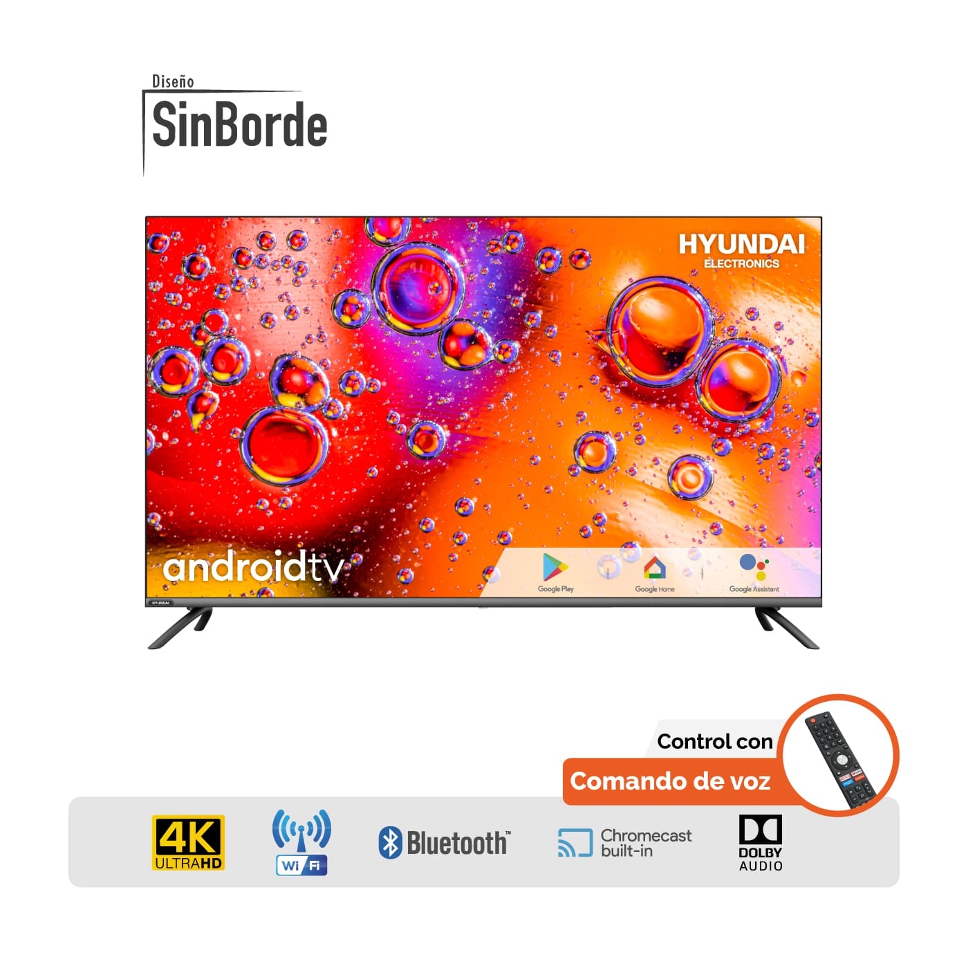 TV HYUNDAI 58" Pulgadas 149.8 cm HYLED 5806A4KM 4K-UHD LED Smart TV Android TV HYUNDAI 58" Pulgadas 149.8 cm HYLED 5806A4KM 4K-UHD LED Smart TV Android