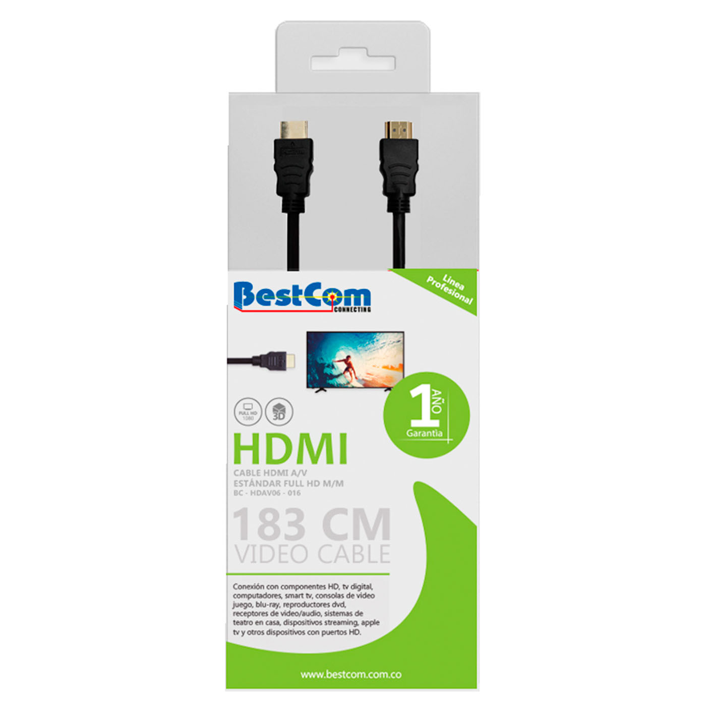 Cable BESTCOM HDMI a HDMI FHD de 1.83 Metros Cable BESTCOM HDMI a HDMI FHD de 1.83 Metros