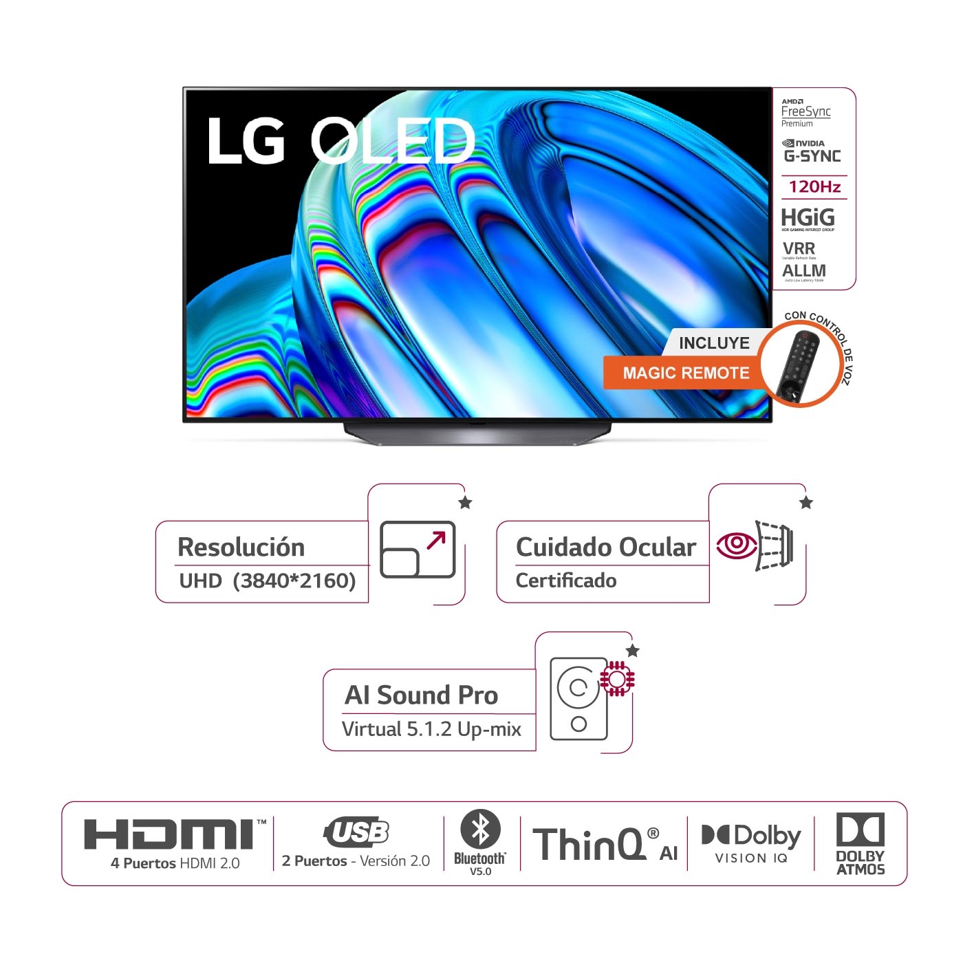 TV LG 55" Pulgadas 139 cm OLED55B2PSA 4K-UHD OLED Smart TV