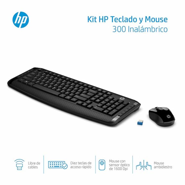 Combo HP Inalámbrico Teclado + Mouse 300