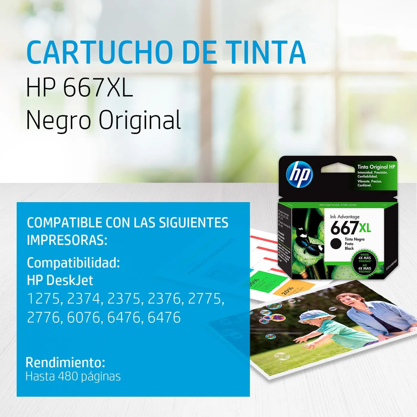 Cartucho de Tinta HP 667XL Negra