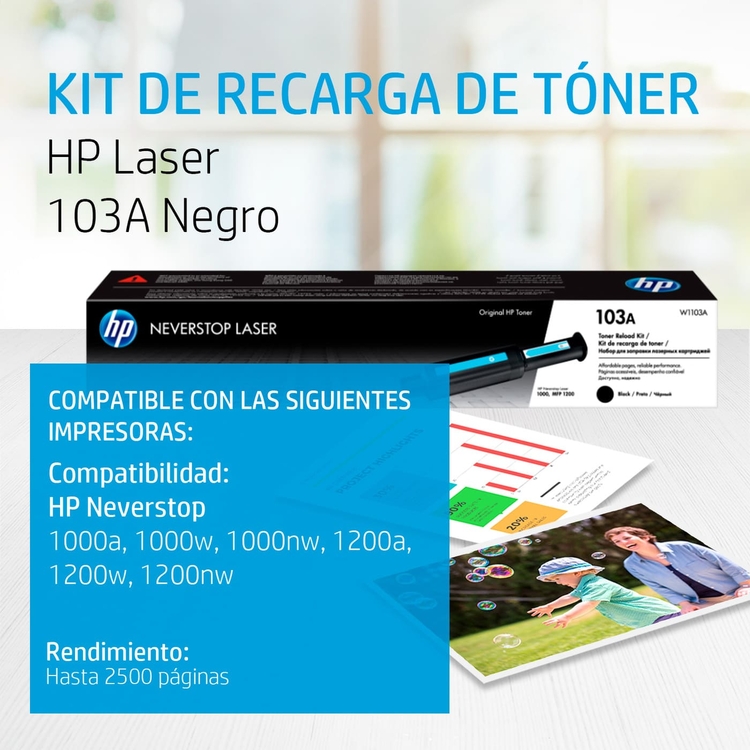 Kit de recarga de tóner original HP Laser 103A Negro