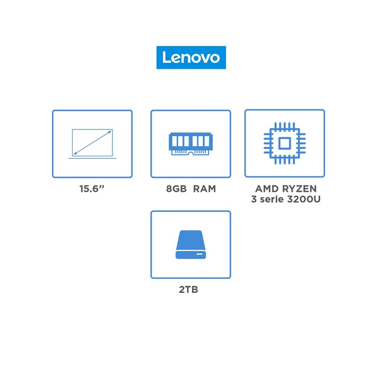Computador Portátil LENOVO 15,6" Pulgadas L340 - AMD Ryzen 3 - RAM 8GB - Disco HDD 2TB - Morado