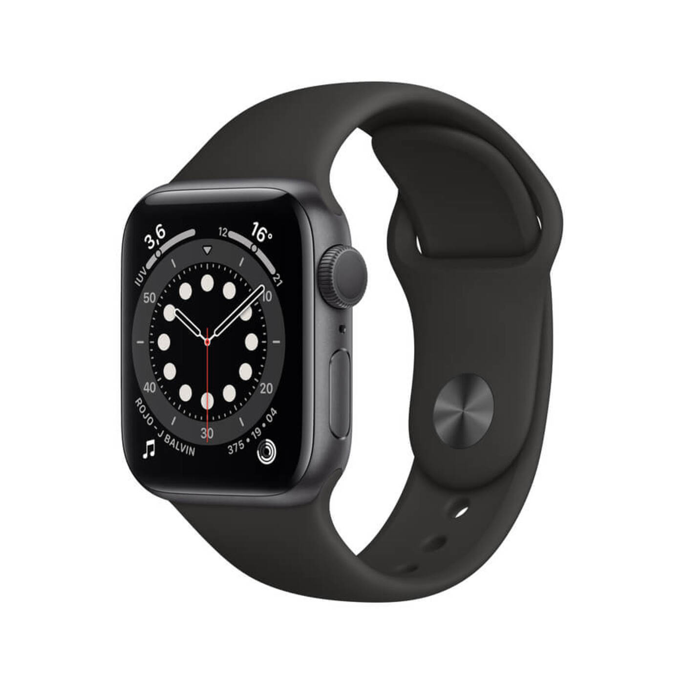 Apple Watch Series 6 de 40 mm Caja de Aluminio en Gris Espacial, Correa Deportiva Negra