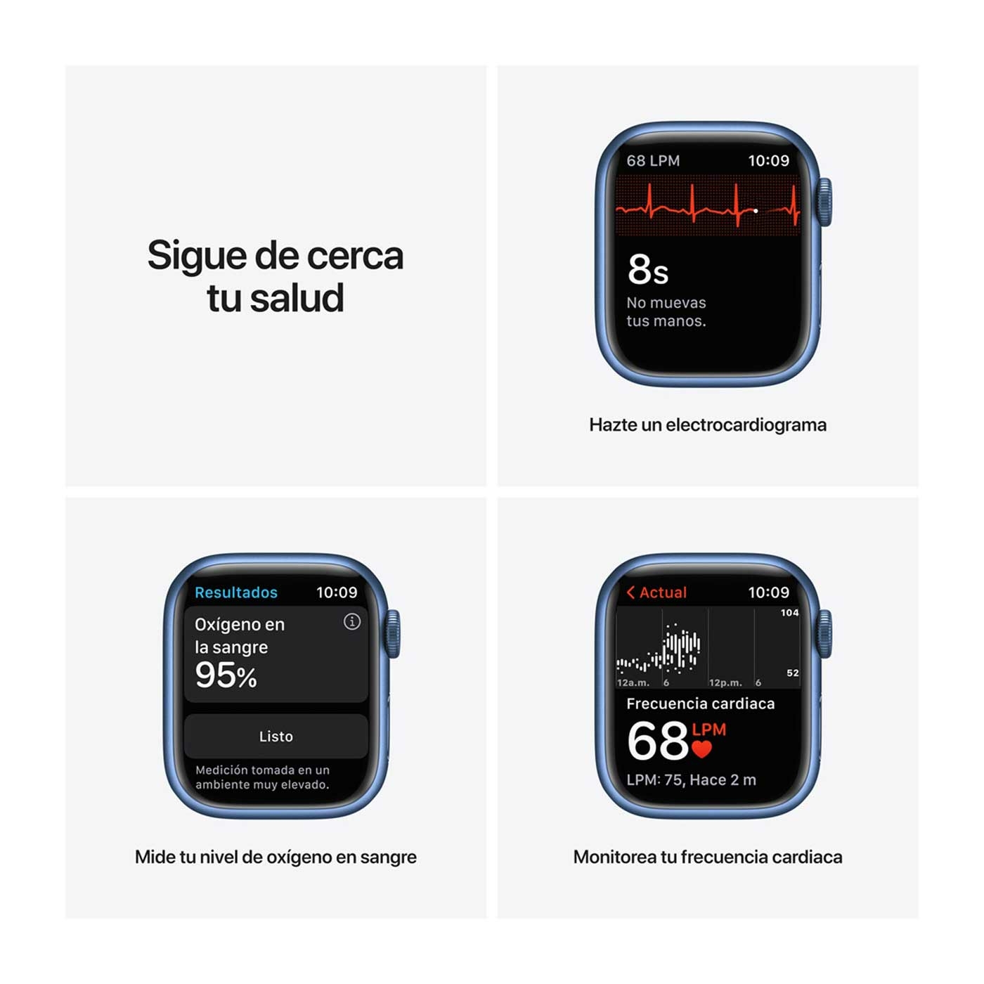 Apple Watch Series 7 + Cellular de 41 mm Caja de Aluminio en Azul Medianoche, Correa Deportiva Azul Medianoche