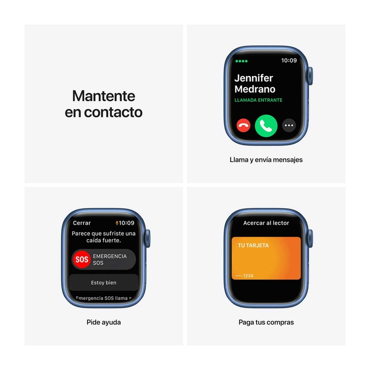 Apple Watch Series 7 + Cellular de 41 mm Caja de Aluminio en Azul Medianoche, Correa Deportiva Azul Medianoche