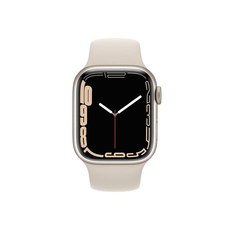 Apple Watch Series 7 + Cellular de 41 mm Caja de Aluminio en Blanco Estelar, Correa Deportiva Blanco Estelar