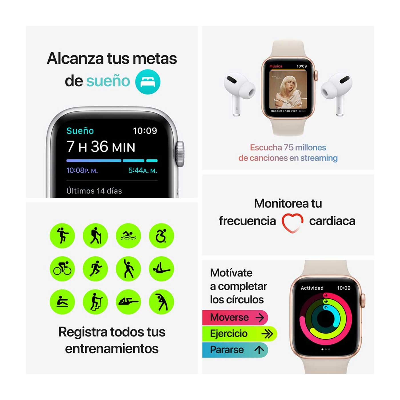 Apple Watch SE GPS de 40 mm Caja de Aluminio en Gris Espacial, Correa Deportiva Azul Medianoche