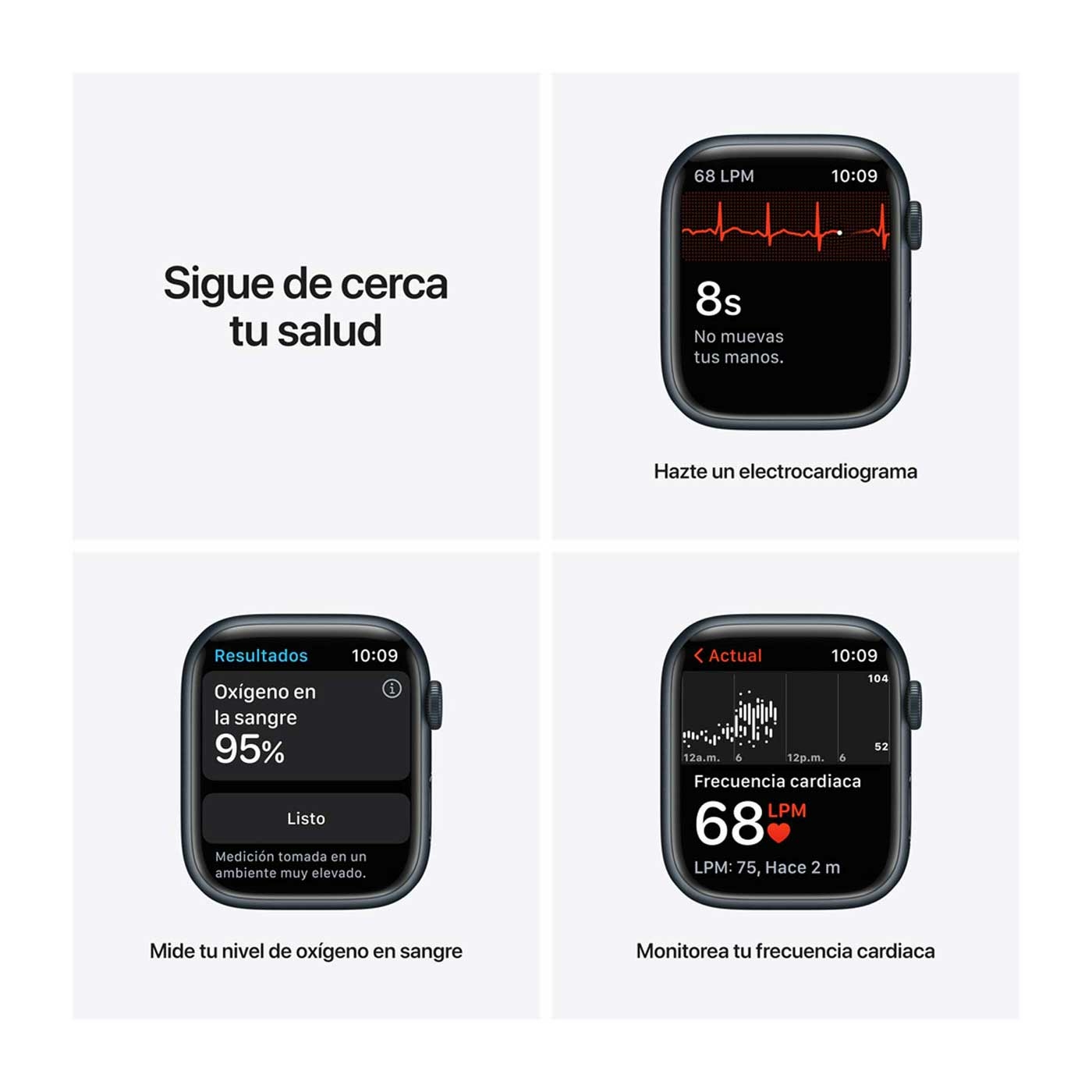 Apple Watch Series 7 de 45 mm Caja de Aluminio en Azul Medianoche, Correa Deportiva Azul Medianoche