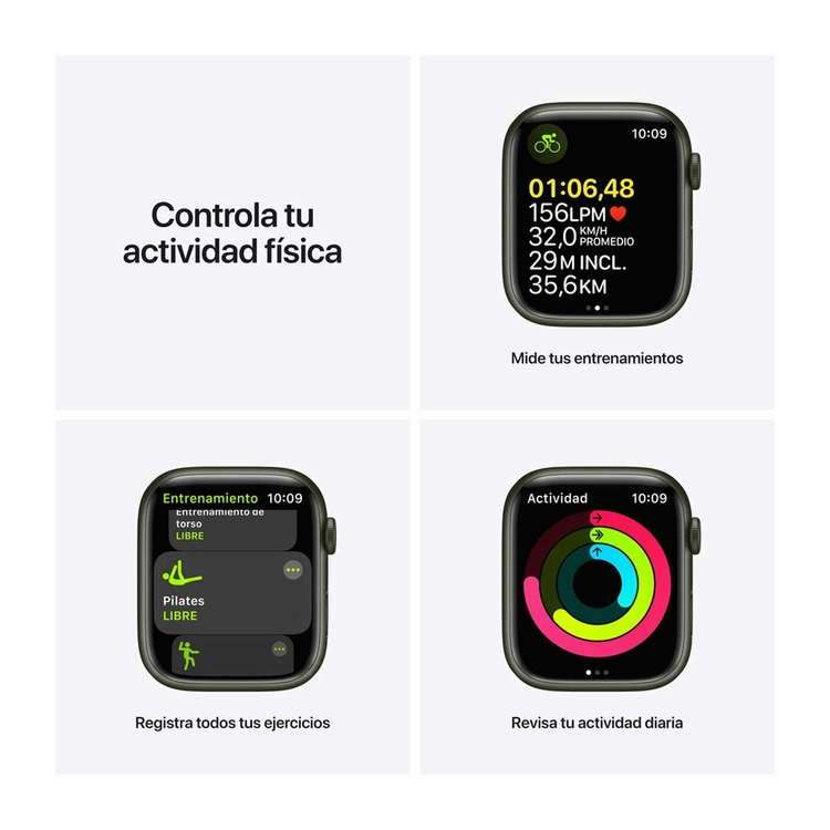 Apple Watch Series 7 de 45 mm Caja de Aluminio en Verde, Correa Deportiva Verde