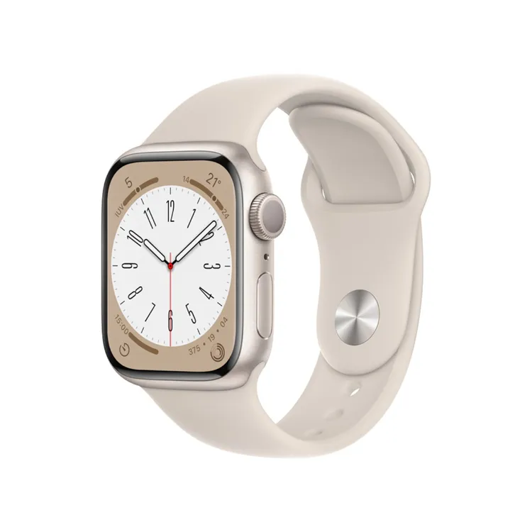 Apple Watch Series 8 GPS de 41 mm Caja de Aluminio en Blanco Estelar, Correa Deportiva Blanco Estrella