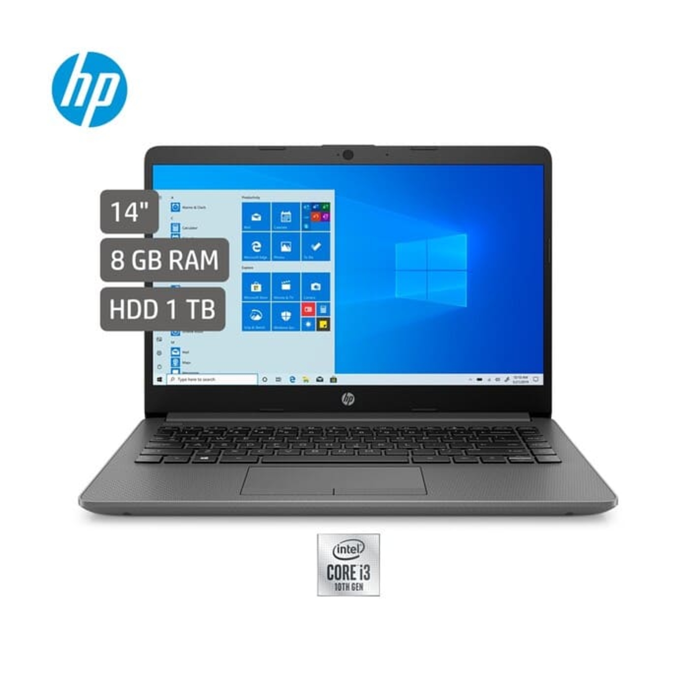 Computador Portátil HP 14" Pulgadas 14-cf3038la Intel Core i3 - 8 GB RAM - Disco Duro 1 TB - Gris