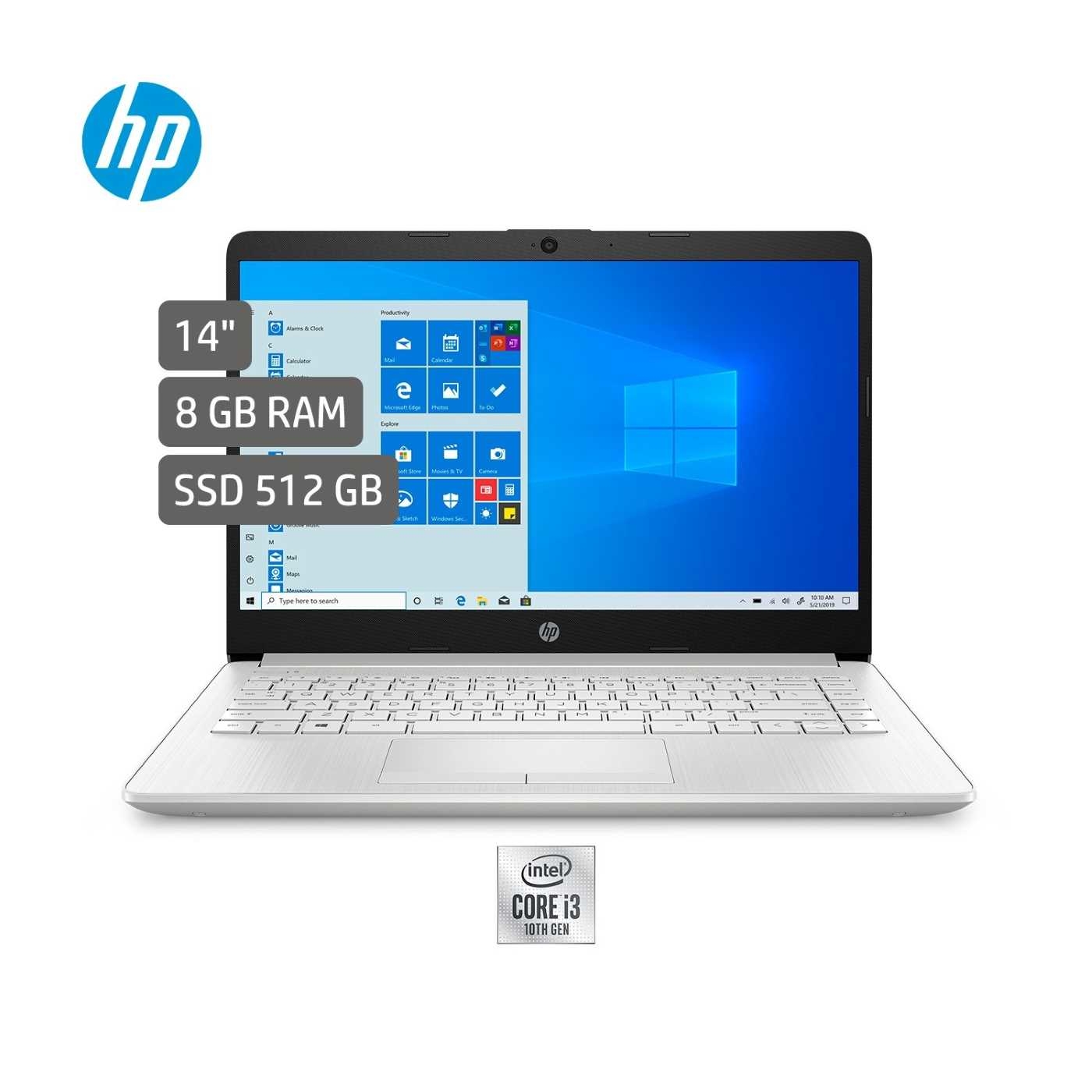 Computador Portátil HP 14" Pulgadas cf2066la - Intel Core i3 - RAM 8GB - Disco SSD 512 GB - Plata