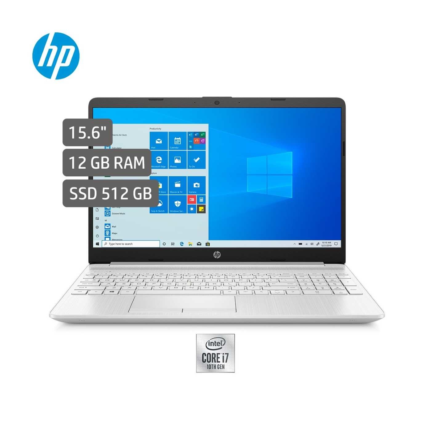 Computador Portatil HP 15,6" Pulgadas 15-dw1071la Intel Core i7- 12 GB RAM- Disco Estado Sólido 512GB-Plata