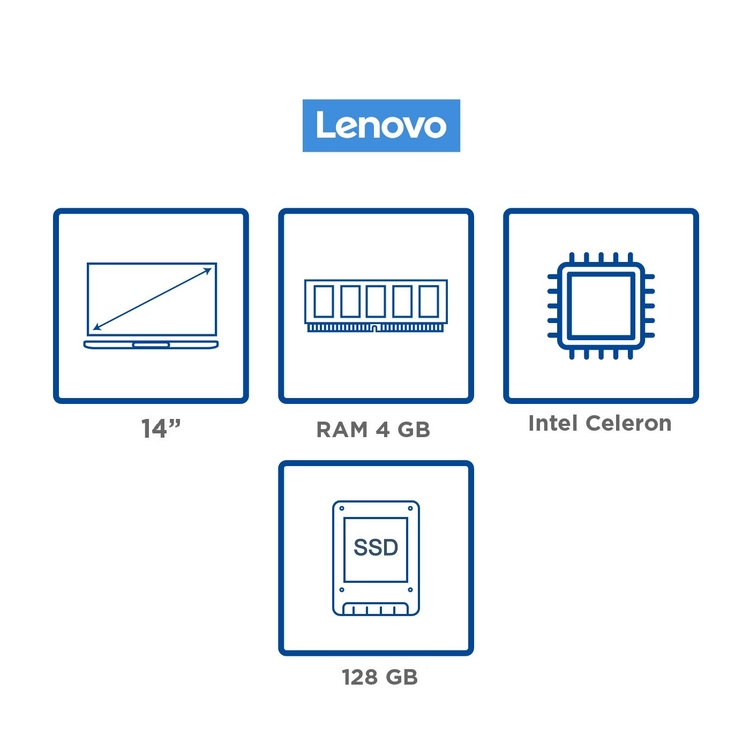 Computador Portátil LENOVO 14" Pulgadas IdeaPad 3 - Intel Celeron - RAM 4GB - Disco SSD 128GB - Gris