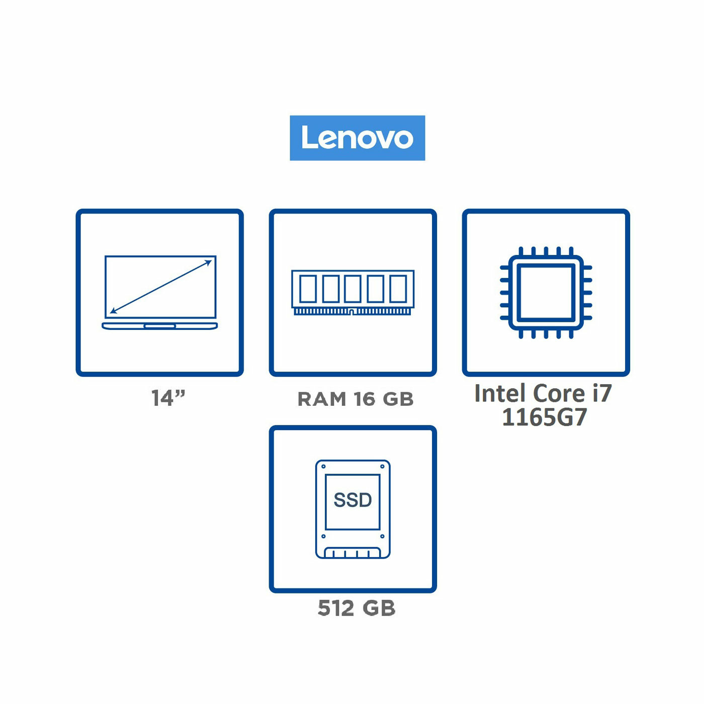 Computador Portátil LENOVO 14" Pulgadas IdeaPad 5 - Intel Core i7 - RAM 16GB - Disco SSD 512GB - Gris