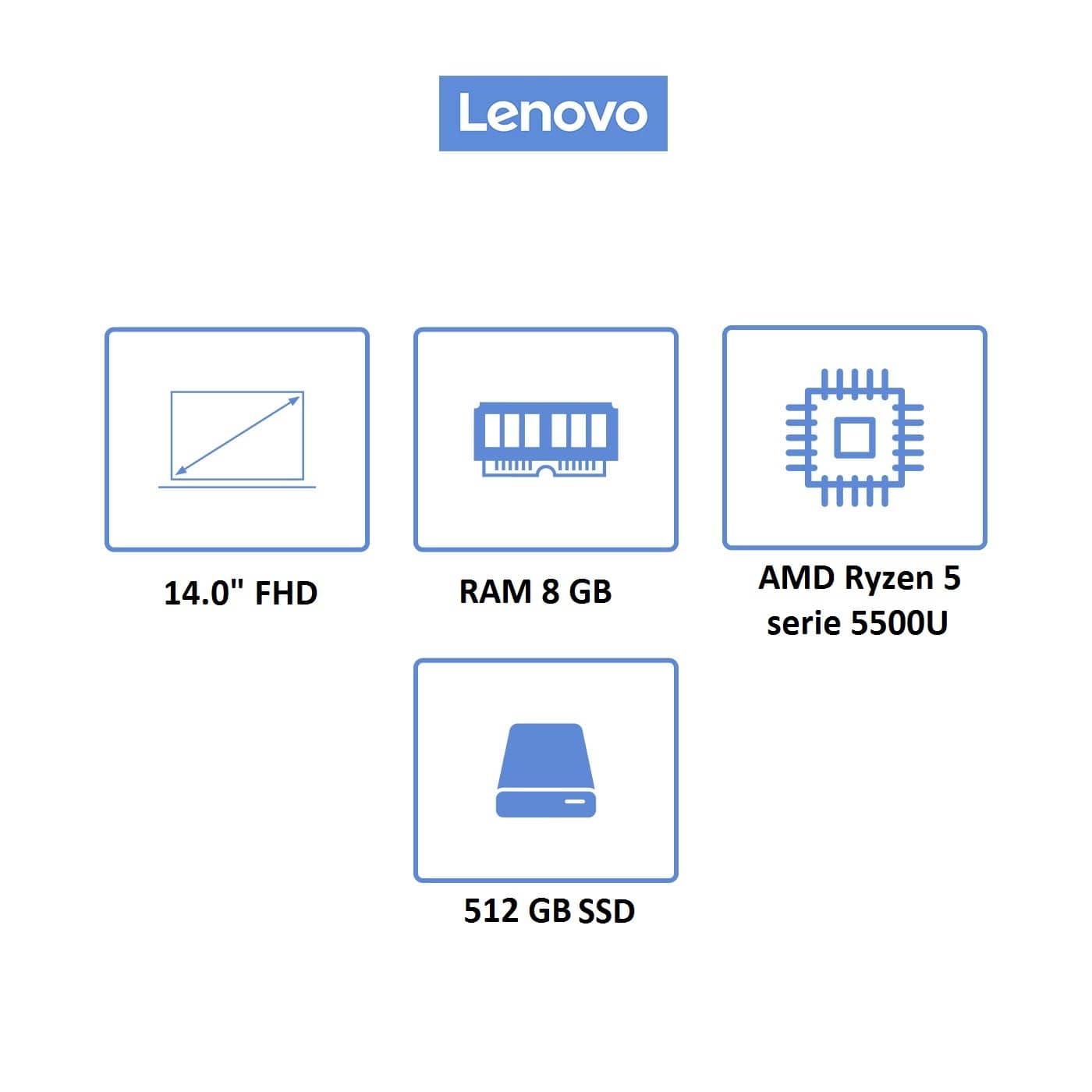Computador Portátil LENOVO 14" Pulgadas IdeaPad 3 - AMD Ryzen 5 - RAM 8GB - Disco SSD 512GB - Azul