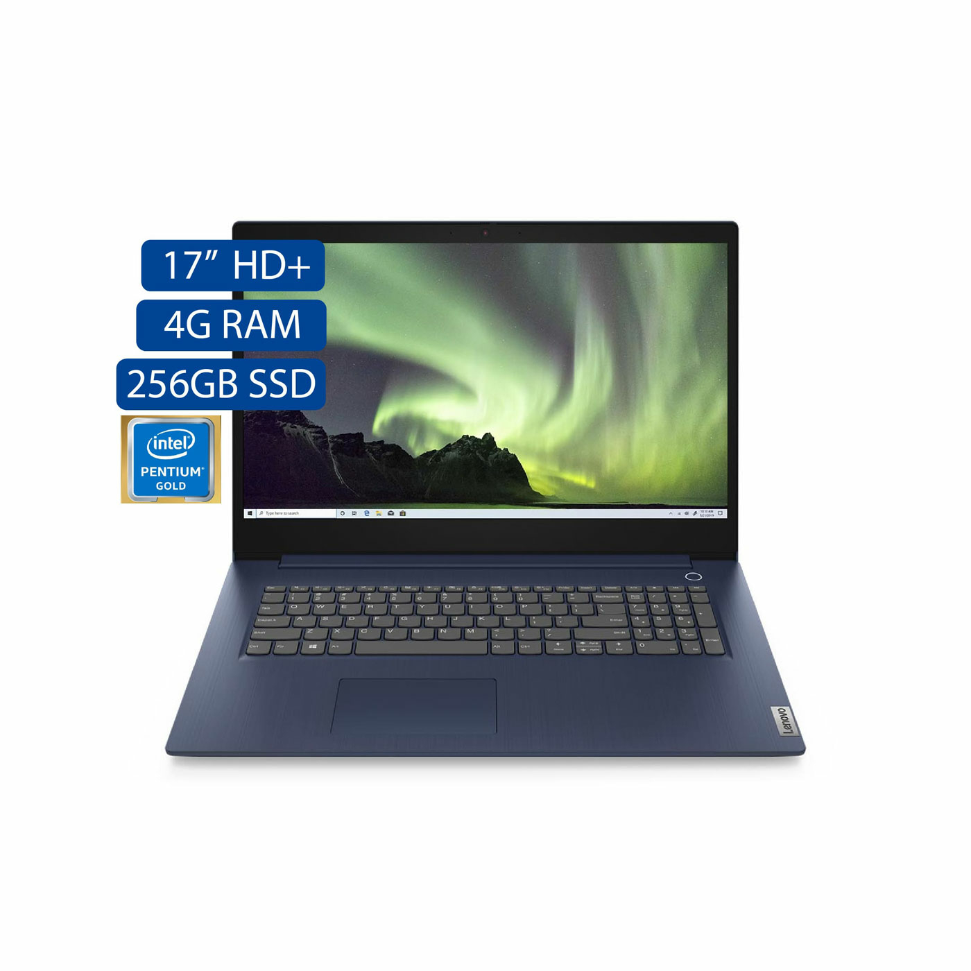 Computador Portátil LENOVO 17" Pulgadas IdeaPad 3 - Intel Pentium Gold - RAM 4GB - Disco SSD 256GB - Azul
