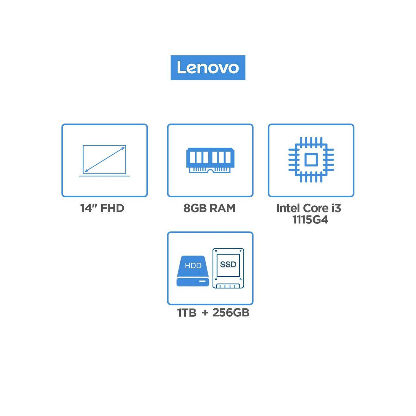 Computador Portátil LENOVO 14" Pulgadas IdeaPad 3 - Intel Core i3 - RAM 8GB - Disco SSHD 1TB 256GB - Arena