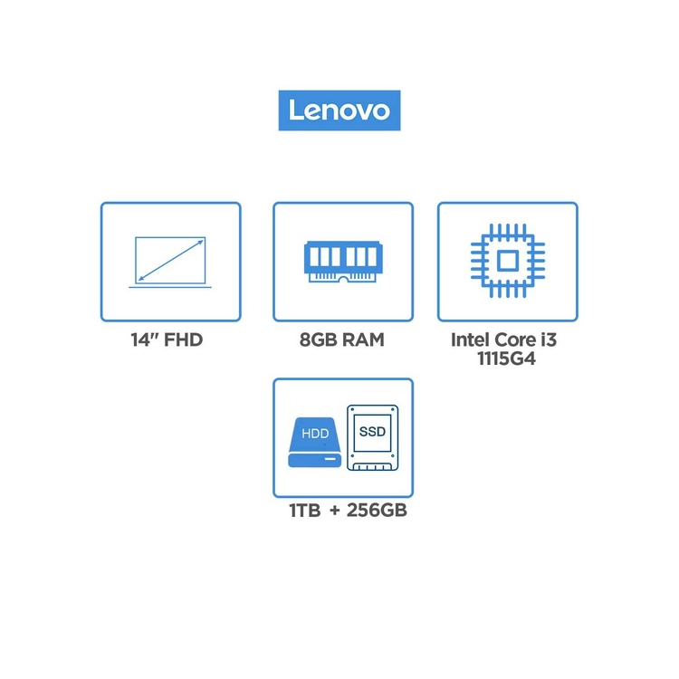 Computador Portátil LENOVO 14" Pulgadas IdeaPad 3 - Intel Core i3 - RAM 8GB - Disco SSHD 1TB 256GB - Arena