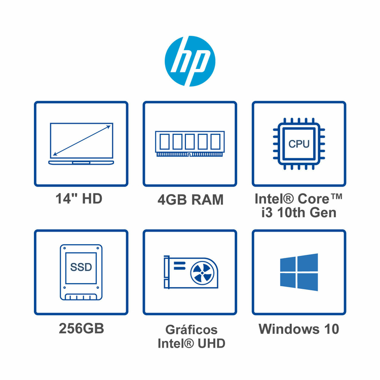 Computador Portátil HP 14" Pulgadas cf2514la - Intel Core i3 - RAM 4GB - Disco SSD 256 GB - Gris Pizarra