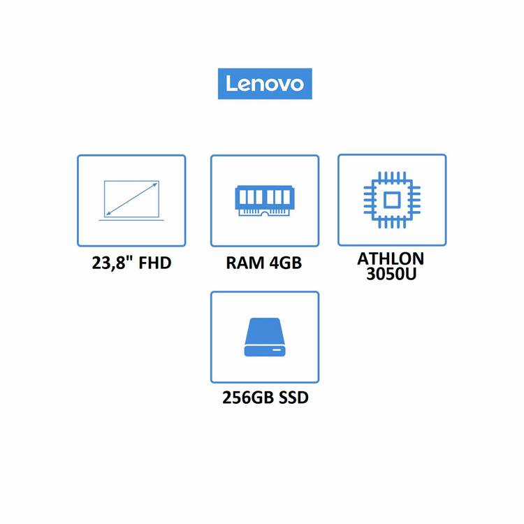 Computador All In One LENOVO 23.8 " Pulgadas AIO 3 AMD Athlon - RAM 4GB - Disco SSD 256GB - Blanco