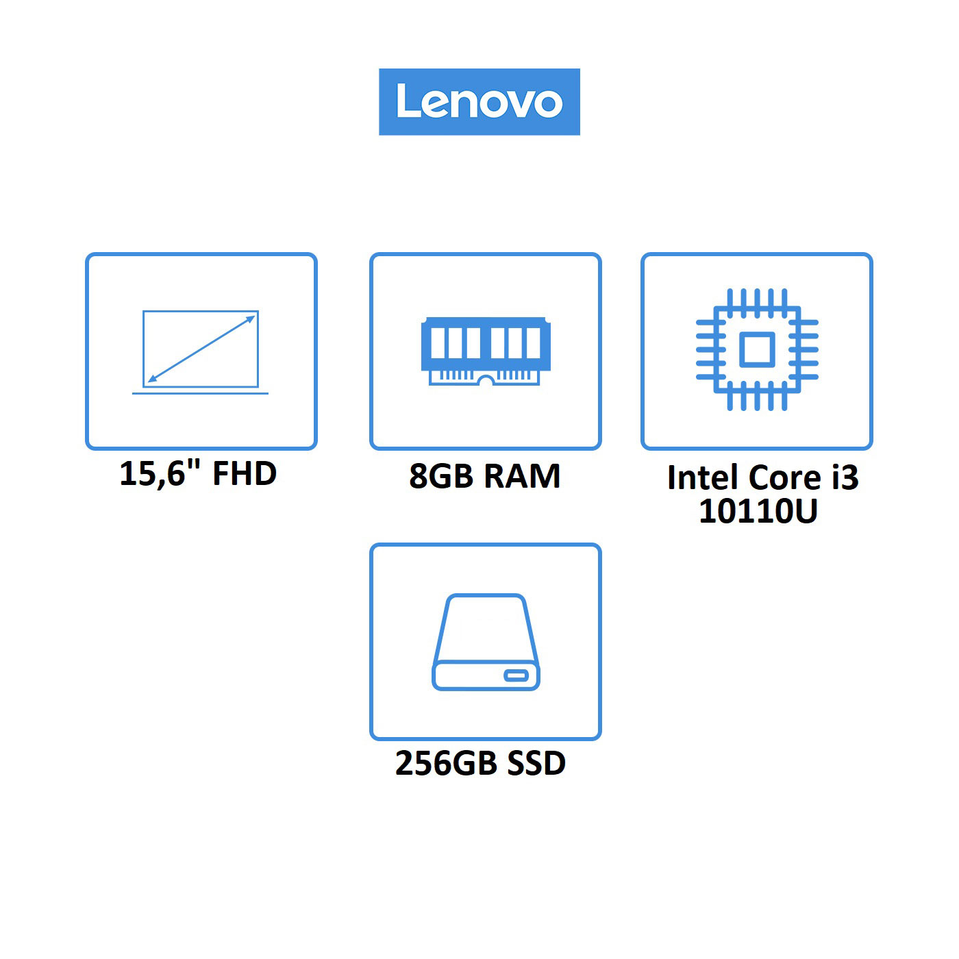 Computador Portátil LENOVO 15,6" Pulgadas IdeaPad 3 - Intel Core i3 - RAM 8GB - Disco SSD 256GB - Azul