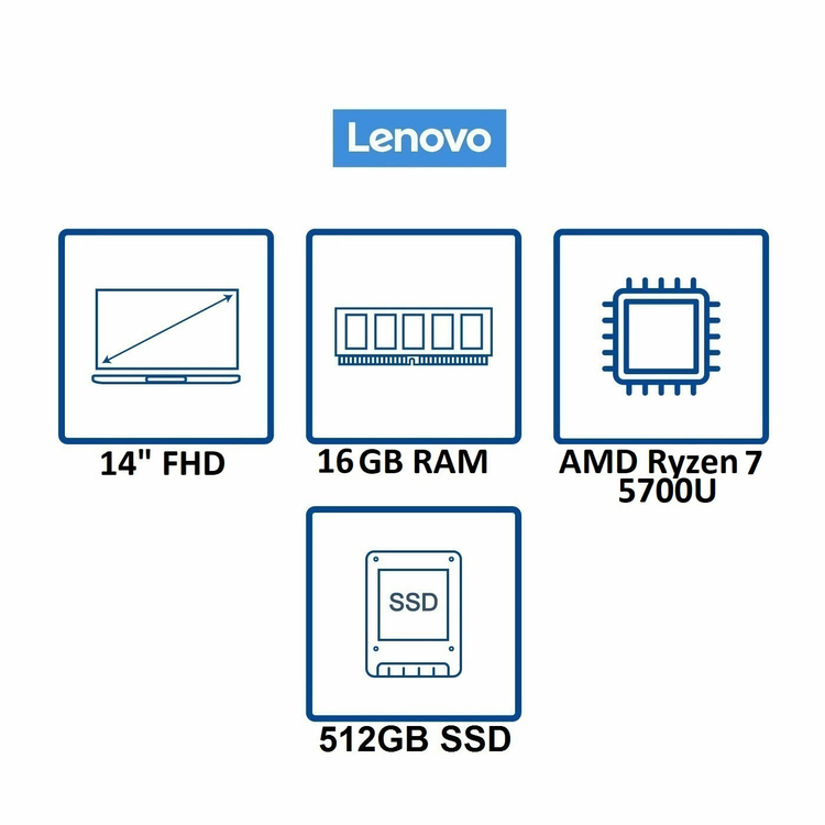 Computador Portátil LENOVO 14" Pulgadas IdeaPad 5 - AMD Ryzen 7 - RAM 16GB - Disco SSD 512GB - Gris