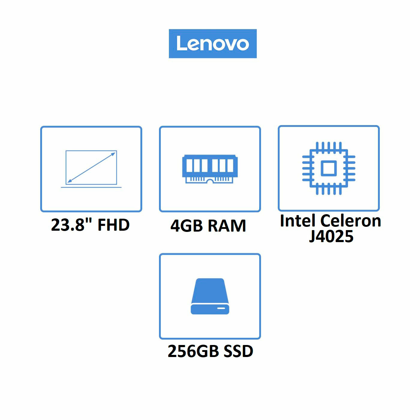 Computador All In One LENOVO 23,8" Pulgadas A340 - Intel Celeron - RAM 4GB - Disco SSD 256GB - Negro