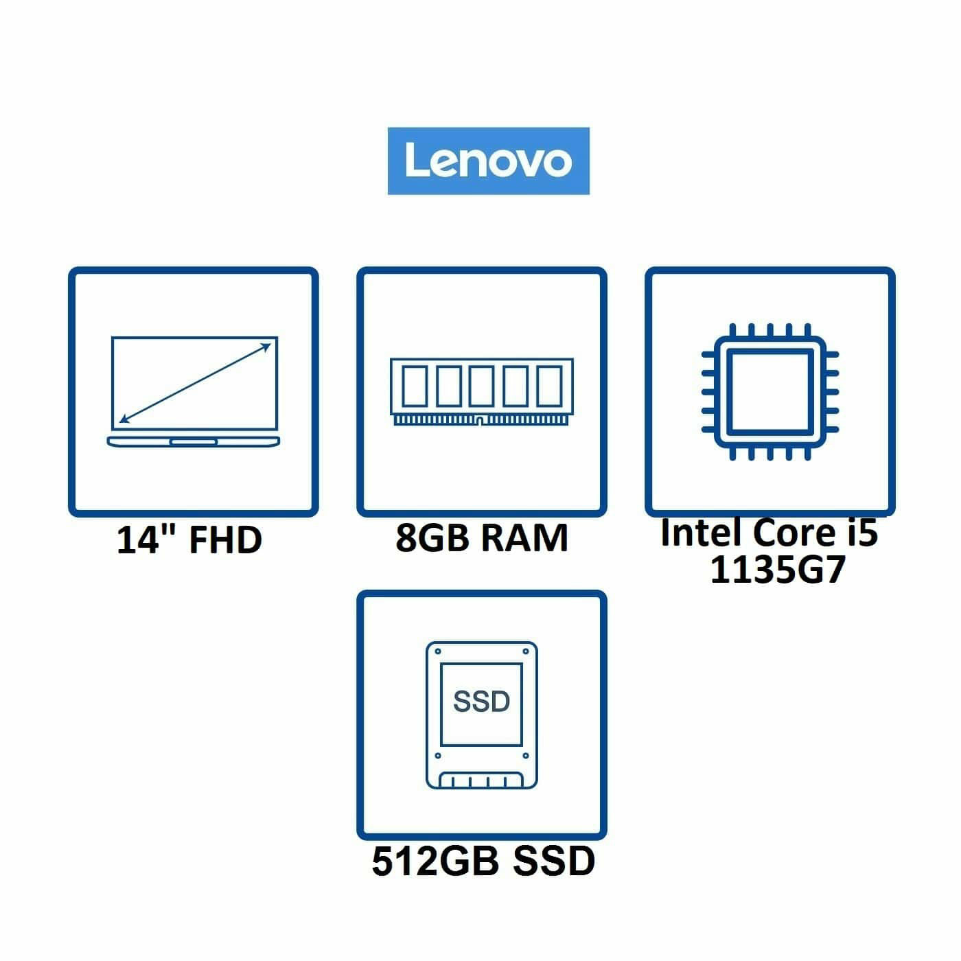 Computador Portátil LENOVO 14" Pulgadas IdeaPad 5 - Intel Core i5 - RAM 8GB - Disco SSD 512GB - Azul