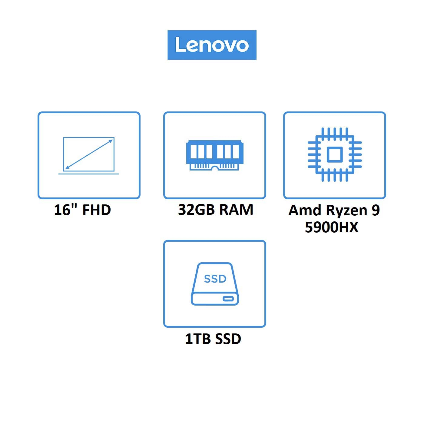 Computador Portátil LENOVO 16" Pulgadas IdeaPad 5 Pro - AMD Ryzen 9 - RAM 32GB - Disco SSD 1TB - Gris