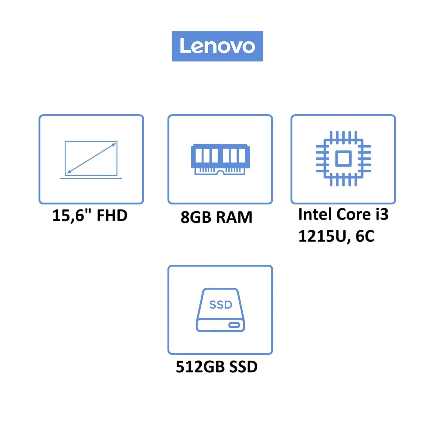 Computador Portátil LENOVO IdeaPad 3 15.6" Pulgadas 15IAU7 - Intel Core i3 - RAM 8GB - Disco SSD 512GB - Gris
