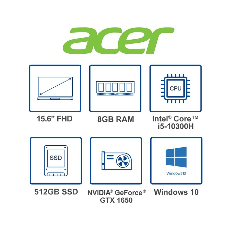 Computador Portátil Gamer ACER 15.6" Pulgadas 58NB Intel Core i5 - RAM 8GB - Disco SSD 512GB - Negro