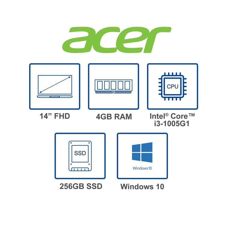 Computador Portátil 2 en 1 ACER SPIN 3 14" Pulgadas 3465 Intel Core i3 - RAM 4GB - Disco SSD 256GB - Plateado + Stylus