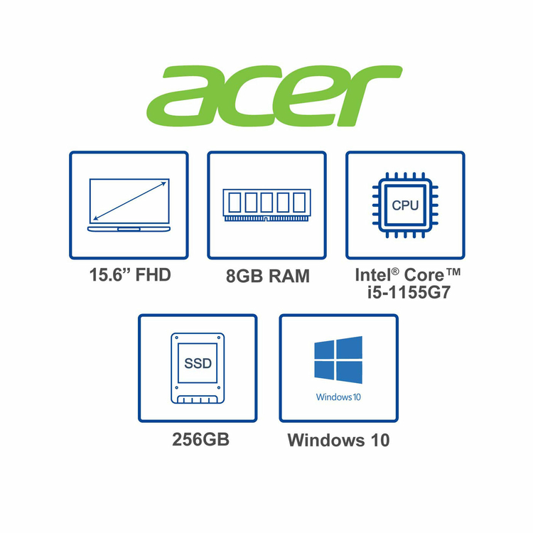 Computador Portátil ACER 15.6" Pulgadas 510G - Intel Core i5 - RAM 8GB - Disco SSD 256GB - Plateado