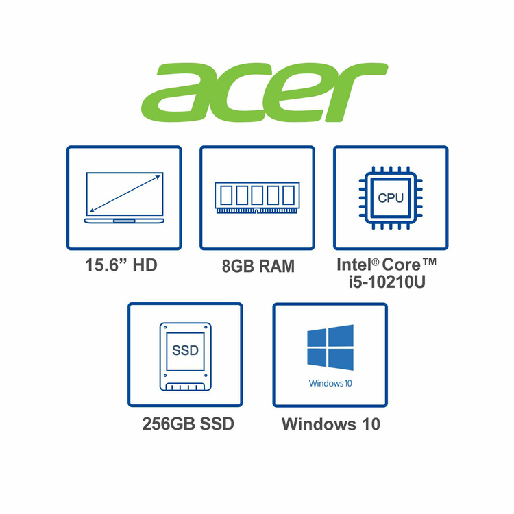 Computador Portátil ACER 15.6" Pulgadas 58Q1 Intel Core i5 - RAM 8GB - Disco SSD 256GB - Negro